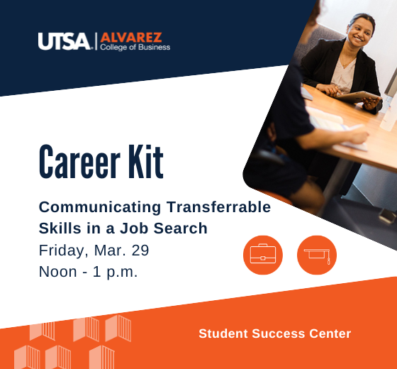 Communicating Transferrable Skills workshop on March 29 from noon to 1 p.m.
