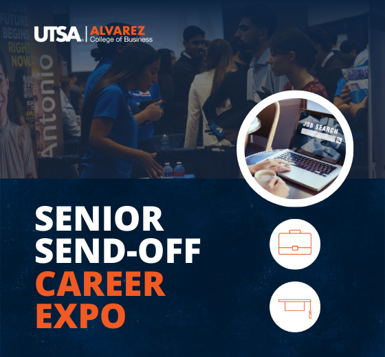 Students at fair with "Senior Send-off Career Expo" text