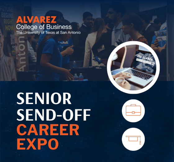 Students at fair with "Senior Send-off Career Expo" text