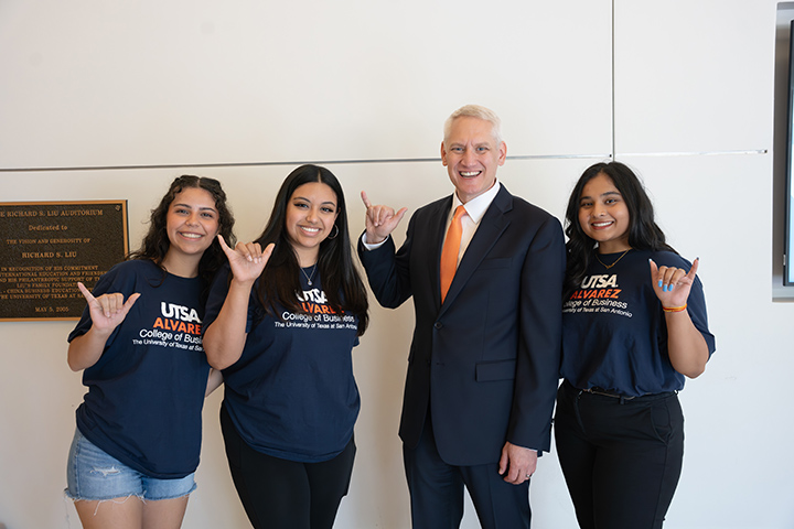 Dean Halbesleben pictured with students