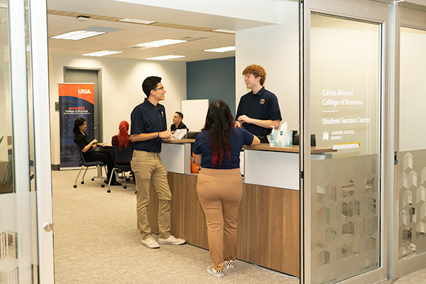 Students at the Student Success Center entrance