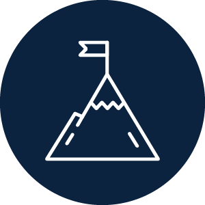 Blue icon with mountain and flag on top
