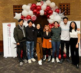 Joshual Emilio Lazaro pictured with group in Biomedical Data Sciences Department, Stanford