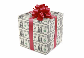 Money wrapped up in a bow