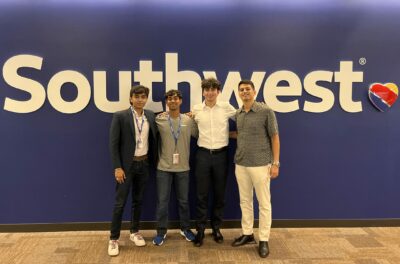 Juan Pablo Olazaba pictured with three fellow interns at Southwest