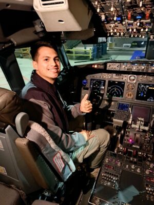 Juan Olazaba in plane cockpit