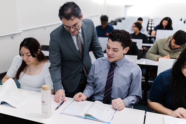 Students studying in an economics class