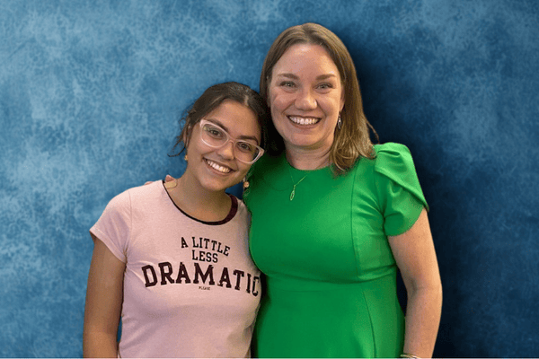Ann Jansen, '97, with her Alvarez mentee, Camila Gonzalez, '25.